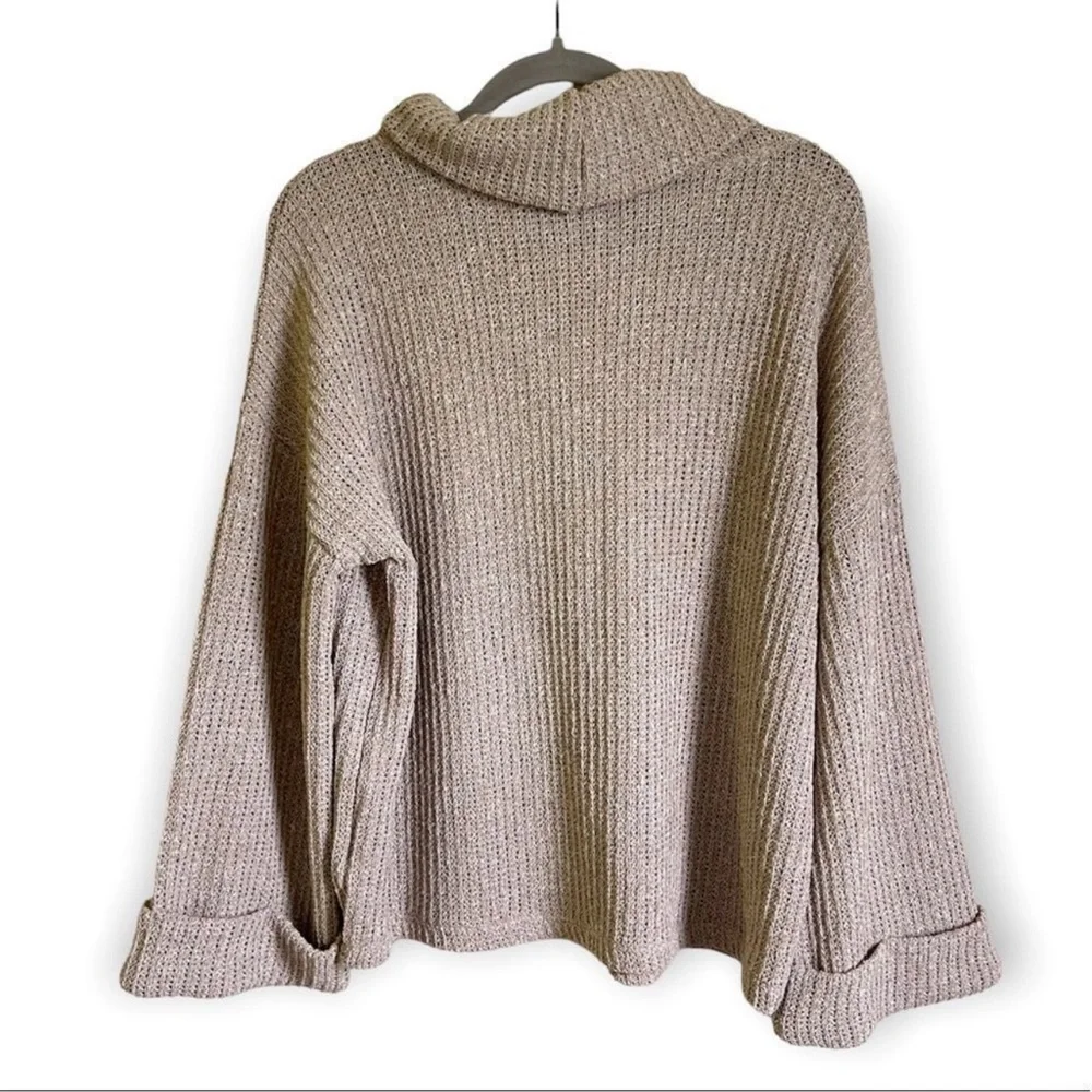 Gibsonlook Oatmeal Flare Sleeve Cowl Neck Sweater Large - Picture 3 of 5